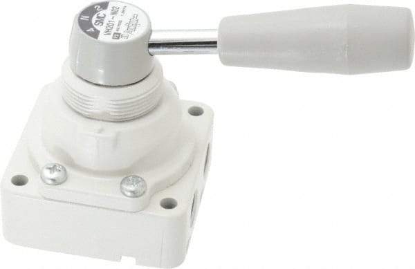 SMC PNEUMATICS - 1/4" NPT Rotary Hand Air Valve - 3 Position, 0.4 CV Rate, 150 Max psi & 140°F Max Temp - Exact Tool & Supply