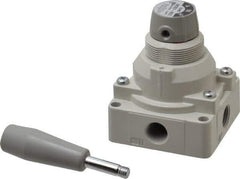 SMC PNEUMATICS - 3/8" NPT Rotary Hand Air Valve - 3 Position, 1.1 CV Rate, 150 Max psi & 140°F Max Temp - Exact Tool & Supply