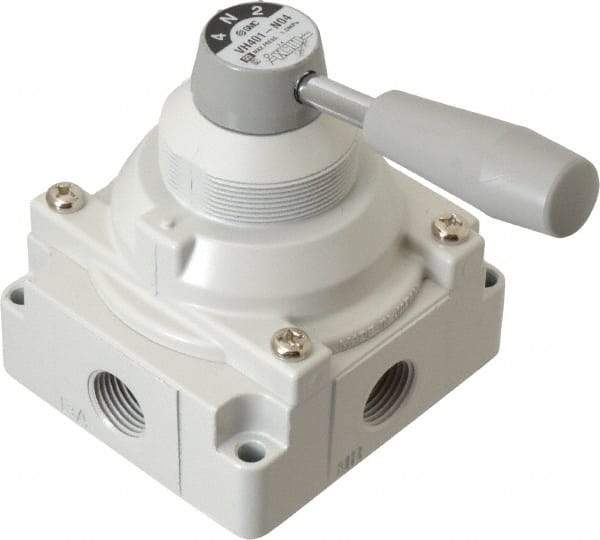 SMC PNEUMATICS - 1/2" NPT Rotary Hand Air Valve - 3 Position, 3.1 CV Rate, 150 Max psi & 140°F Max Temp - Exact Tool & Supply