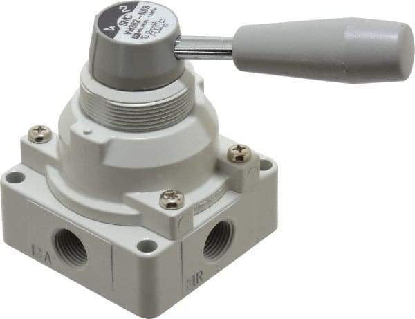 SMC PNEUMATICS - 3/8" NPT Rotary Hand Air Valve - 2 Position, 1.1 CV Rate, 150 Max psi & 140°F Max Temp - Exact Tool & Supply