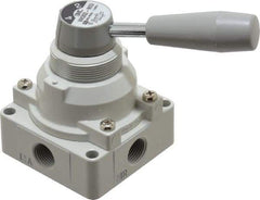 SMC PNEUMATICS - 3/8" NPT Rotary Hand Air Valve - 2 Position, 1.1 CV Rate, 150 Max psi & 140°F Max Temp - Exact Tool & Supply
