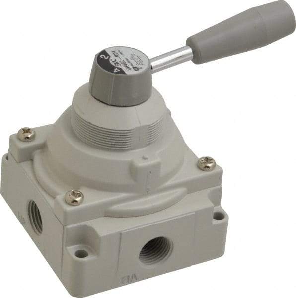 SMC PNEUMATICS - 1/2" NPT Rotary Hand Air Valve - 2 Position, 3.1 CV Rate, 150 Max psi & 140°F Max Temp - Exact Tool & Supply