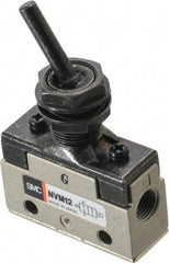 SMC PNEUMATICS - 0.14 CV Rate, 1/8" NPT Inlet Mechanical Valve - 2 Way, 2 Ports, Toggle Lever - Exact Tool & Supply