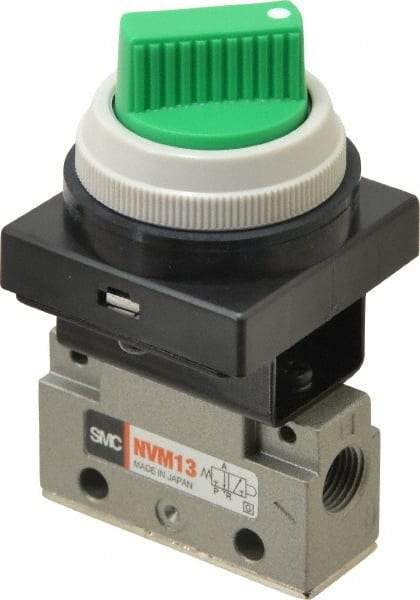 SMC PNEUMATICS - 0.14 CV Rate, 1/8" NPT Inlet Mechanical Valve - 3 Way, 2 Ports - Exact Tool & Supply