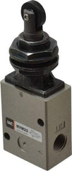 SMC PNEUMATICS - 1.00 CV Rate, 1/4" NPT Inlet Mechanical Valve - 2 Way, 2 Ports, Roller Plunger Inline - Exact Tool & Supply