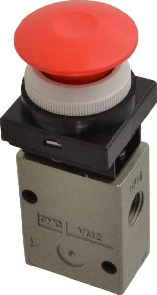 SMC PNEUMATICS - 1.00 CV Rate, 1/4" NPT Inlet Mechanical Valve - 2 Way, 2 Ports - Exact Tool & Supply