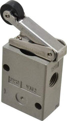 SMC PNEUMATICS - 1.00 CV Rate, 1/4" NPT Inlet Mechanical Valve - 3 Way, 2 Ports, Roller Lever - Exact Tool & Supply