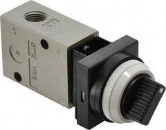 SMC PNEUMATICS - 1.00 CV Rate, 1/4" NPT Inlet Mechanical Valve - 3 Way, 2 Ports - Exact Tool & Supply