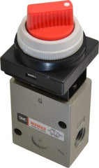 SMC PNEUMATICS - 1.00 CV Rate, 1/4" NPT Inlet Mechanical Valve - 3 Way, 2 Ports - Exact Tool & Supply