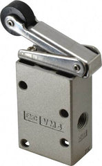 SMC PNEUMATICS - 0.38 CV Rate, 1/4" NPT Inlet Mechanical Valve - 3 Way, 3 Ports, Roller Lever - Exact Tool & Supply
