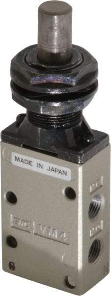 SMC PNEUMATICS - 0.38 CV Rate, 1/4" NPT Inlet Mechanical Valve - 3 Way, 3 Ports, Plunger - Exact Tool & Supply