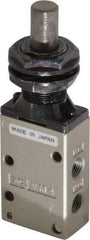 SMC PNEUMATICS - 0.38 CV Rate, 1/4" NPT Inlet Mechanical Valve - 3 Way, 3 Ports, Plunger - Exact Tool & Supply