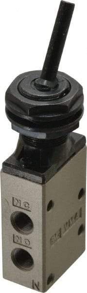 SMC PNEUMATICS - 0.38 CV Rate, 1/4" NPT Inlet Mechanical Valve - 3 Way, 3 Ports, Toggle Lever - Exact Tool & Supply