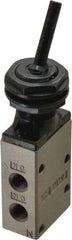 SMC PNEUMATICS - 0.38 CV Rate, 1/4" NPT Inlet Mechanical Valve - 3 Way, 3 Ports, Toggle Lever - Exact Tool & Supply