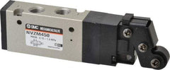SMC PNEUMATICS - 0.55 CV Rate, 1/8" NPT Inlet Mechanical Valve - 4 Way, 5 Ports, Roller Lever - Exact Tool & Supply