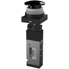 SMC PNEUMATICS - 0.55 CV Rate, 1/8" NPT Inlet Mechanical Valve - 4 Way, 5 Ports, Push Button Mushroom - Exact Tool & Supply