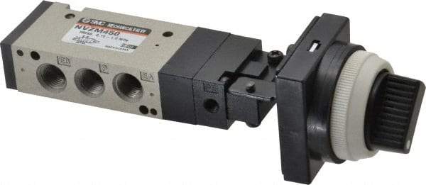 SMC PNEUMATICS - 0.55 CV Rate, 1/8" NPT Inlet Mechanical Valve - 4 Way, 5 Ports - Exact Tool & Supply