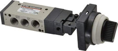 SMC PNEUMATICS - 0.55 CV Rate, 1/8" NPT Inlet Mechanical Valve - 4 Way, 5 Ports - Exact Tool & Supply