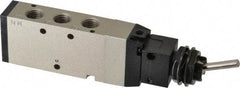SMC PNEUMATICS - 1.00 CV Rate, 1/4" NPT Inlet Mechanical Valve - 4 Way, 5 Ports, Toggle Lever - Exact Tool & Supply