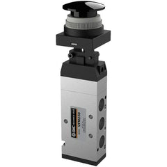 SMC PNEUMATICS - 1.00 CV Rate, 1/4" NPT Inlet Mechanical Valve - 4 Way, 5 Ports, Push Button Mushroom - Exact Tool & Supply