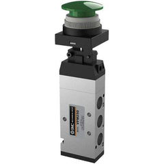 SMC PNEUMATICS - 1.00 CV Rate, 1/4" NPT Inlet Mechanical Valve - 4 Way, 5 Ports, Push Button Mushroom - Exact Tool & Supply