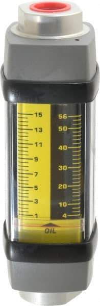 Hedland - 1/2" NPTF Port Oil & Petroleum-Based Liquid Flowmeter - 3000 Max psi, 1 to 15 GPM, Anodized Aluminum - Exact Tool & Supply