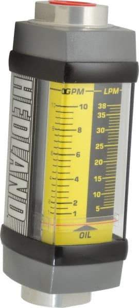 Hedland - 3/4" NPTF Port Oil & Petroleum-Based Liquid Flowmeter - 3000 Max psi, 1 to 10 GPM, Anodized Aluminum - Exact Tool & Supply