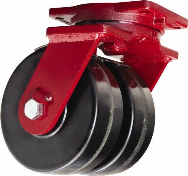 Hamilton - 6" Diam x 3" Wide x 8-1/2" OAH Top Plate Mount Dual Swivel Caster - Phenolic, 4,000 Lb Capacity, Straight Roller Bearing, 6-1/8 x 7-1/2" Plate - Exact Tool & Supply