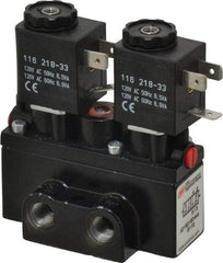ARO/Ingersoll-Rand - 1/8" Inlet x 1/8" Outlet, Solenoid Actuator, Solenoid Return, 2 Position, Body Ported Solenoid Air Valve - 120 VAC Input, 32 CFM, 0.9 CV, 4 Way, 150 psi, 3-1/2" Long x 1-15/16" Wide x 3-1/4" High, 0 to 180°F - Exact Tool & Supply