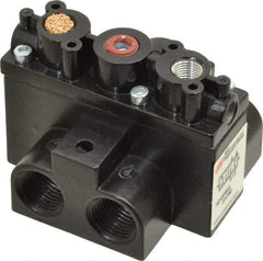 ARO/Ingersoll-Rand - 3/8" Inlet x 3/8" Outlet, Pilot Actuator, Spring Return, 2 Position, Body Ported Solenoid Air Valve - 63 CFM, 1.7 CV, 4 Way, 150 psi, 3-1/2" Long x '2-1/2" Wide x 3-5/8" High, 0 to 180°F - Exact Tool & Supply