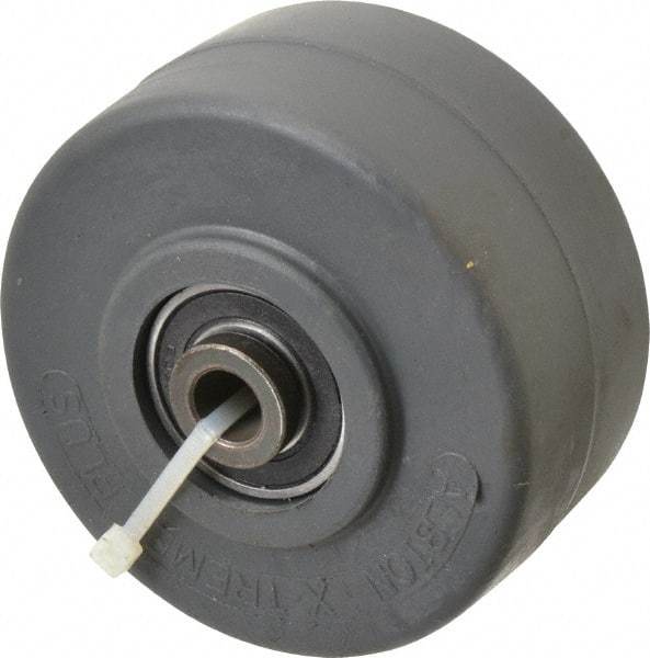 Albion - 4 Inch Diameter x 2 Inch Wide, Polyurethane Caster Wheel - 1,400 Lb. Capacity, 2-7/16 Inch Hub Length, 1/2 Inch Axle Diameter, Precision Ball Bearing - Exact Tool & Supply