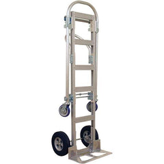 Wesco Industrial Products - 1,000 Lb Capacity 61-1/2" OAH Hand Truck - 18 x 7-1/2" Base Plate, Continuous Handle, Aluminum, Solid Rubber Wheels - Exact Tool & Supply