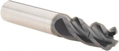 Iscar - 1/2" Diam, Variable Pitch, 1" LOC, 4 Flute Solid Carbide 0.1" Corner Radius Roughing End Mill - AlTiN Finish, 3" OAL, 1/2" Shank Diam, Single End, Centercutting, 38° Helix - Exact Tool & Supply