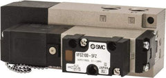 SMC PNEUMATICS - 0.8 CV Flow Rate, Single Solenoid Pilot Operated Valve - 5 Port, 2 Position, Spring Return, 1/4" NPT Inlet, 24 V - Exact Tool & Supply