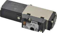 SMC PNEUMATICS - 0.8 CV Flow Rate, Single Solenoid Pilot Operated Valve - 5 Port, 2 Position, Spring Return, 1/4" NPT Inlet, 24 V - Exact Tool & Supply