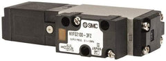 SMC PNEUMATICS - 0.8 CV Flow Rate, Single Solenoid Pilot Operated Valve - 5 Port, 2 Position, Spring Return, 1/4" NPT Inlet, 110 V - Exact Tool & Supply