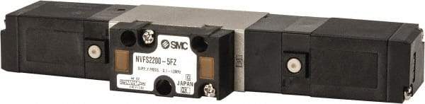 SMC PNEUMATICS - 0.8 CV Flow Rate, Double Solenoid Pilot Operated Valve - 5 Port, 2 Position, 1/4" NPT Inlet, 24 V - Exact Tool & Supply