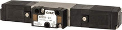 SMC PNEUMATICS - 0.8 CV Flow Rate, Double Solenoid Pilot Operated Valve - 5 Port, 2 Position, 1/4" NPT Inlet, 24 V - Exact Tool & Supply