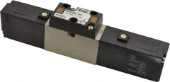 SMC PNEUMATICS - 0.8 CV Flow Rate, Double Solenoid Pilot Operated Valve - 5 Port, 2 Position, 1/4" NPT Inlet, 110 V - Exact Tool & Supply