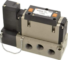 SMC PNEUMATICS - 2 CV Flow Rate, Single Solenoid Pilot Operated Valve - 5 Port, 2 Position, Spring Return, 3/8" NPT Inlet, 110 V - Exact Tool & Supply
