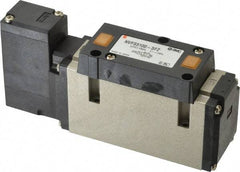 SMC PNEUMATICS - 2 CV Flow Rate, Single Solenoid Pilot Operated Valve - 5 Port, 2 Position, Spring Return, 3/8" NPT Inlet, 24 V - Exact Tool & Supply