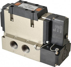 SMC PNEUMATICS - 3.6 CV Flow Rate, Single Solenoid Pilot Operated Valve - 5 Port, 2 Position, Spring Return, 1/2" NPT Inlet, 110 V - Exact Tool & Supply
