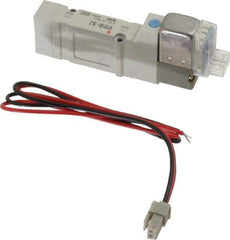 SMC PNEUMATICS - 0.3 CV Flow Rate, Single Solenoid Pilot Operated Valve - 5 Port, 2 Position, Spring Return, 1/4" Push to Connect Inlet, 24 V - Exact Tool & Supply