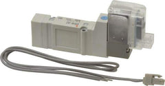 SMC PNEUMATICS - 0.3 CV Flow Rate, Single Solenoid Pilot Operated Valve - 5 Port, 2 Position, Spring Return, 1/4" Push to Connect Inlet, 110 V - Exact Tool & Supply