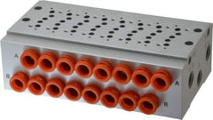SMC PNEUMATICS - 0.3 CV Flow Rate, 8 Station Pilot Operated Solenoid Valve - 1/4" Push to Connect Inlet, Bar Manifold Base Mounted - Exact Tool & Supply