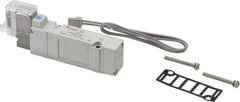 SMC PNEUMATICS - 0.7 CV Flow Rate, Single Solenoid Pilot Operated Valve - 5 Port, 2 Position, Spring Return, 1/4" Push to Connect Inlet, 110 V - Exact Tool & Supply