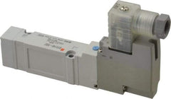 SMC PNEUMATICS - 0.7 CV Flow Rate, Single Solenoid Pilot Operated Valve - 5 Port, 2 Position, Spring Return, 1/4" Push to Connect Inlet, 24 V - Exact Tool & Supply