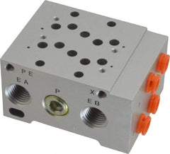 SMC PNEUMATICS - 0.7 CV Flow Rate, 2 Station Pilot Operated Solenoid Valve - 1/4" Push to Connect Inlet, Bar Manifold Base Mounted - Exact Tool & Supply