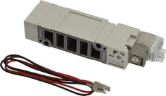 SMC PNEUMATICS - 1.2 CV Flow Rate, Single Solenoid Pilot Operated Valve - 5 Port, 2 Position, Spring Return, 1/4" Push to Connect Inlet, 24 V - Exact Tool & Supply