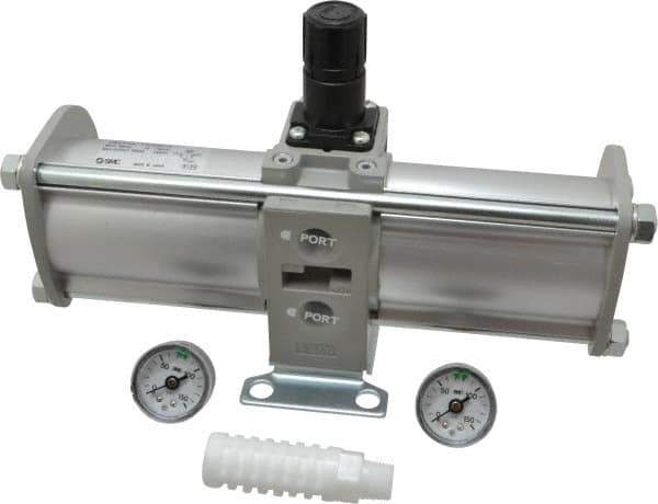 SMC PNEUMATICS - 3/8" NPT Booster Regulator - 28 Max SCFM, 1:2 Pressure Increase Ratio, 150 Max psi - Exact Tool & Supply